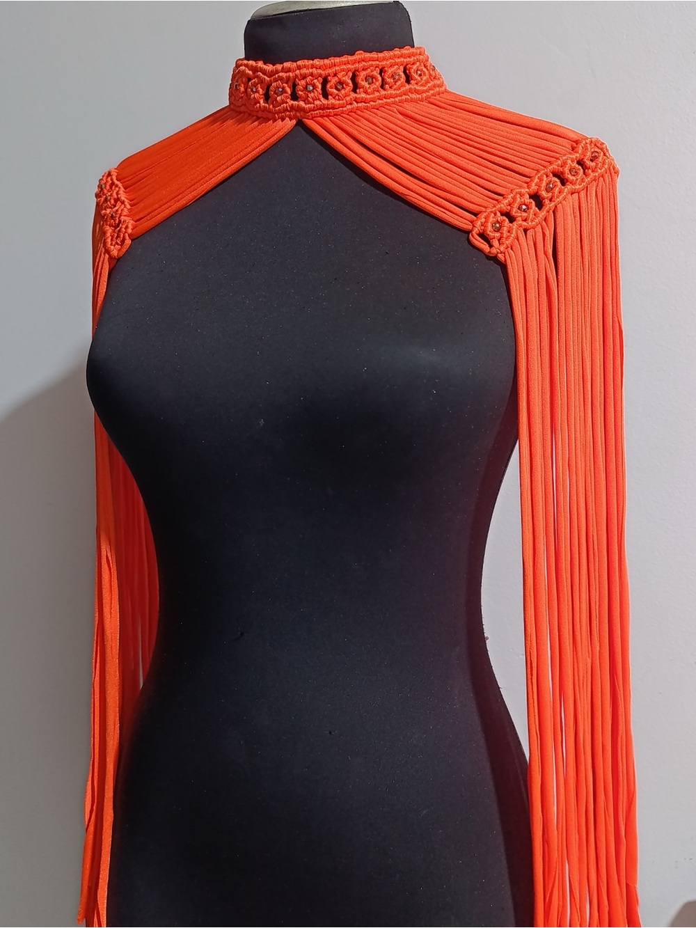 Orange Decorative Fringe Shoulder Capelet - Women's